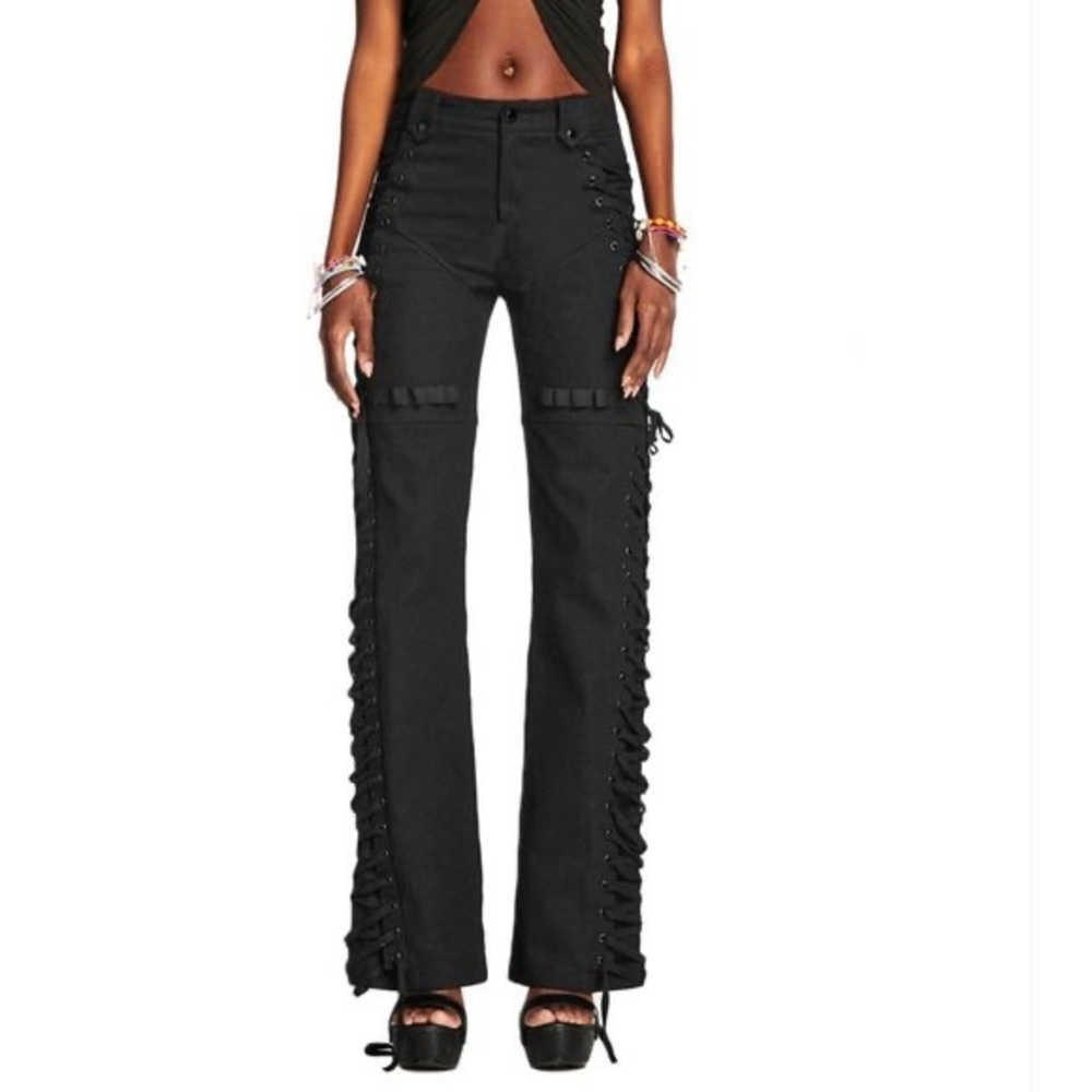 I.AM.GIA Black Lace-Up Wide Leg Pants